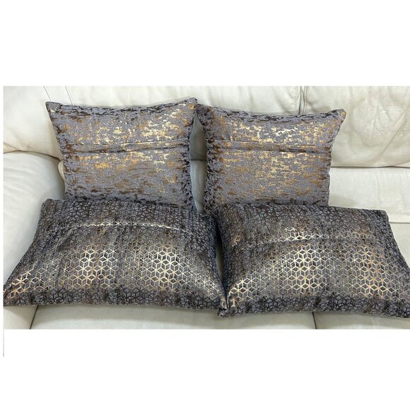 New 4 pack Bronze Gold Metallic Decorative Throw Pillow - Picture 2 of 6